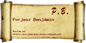 Porjesz Benjámin névjegykártya